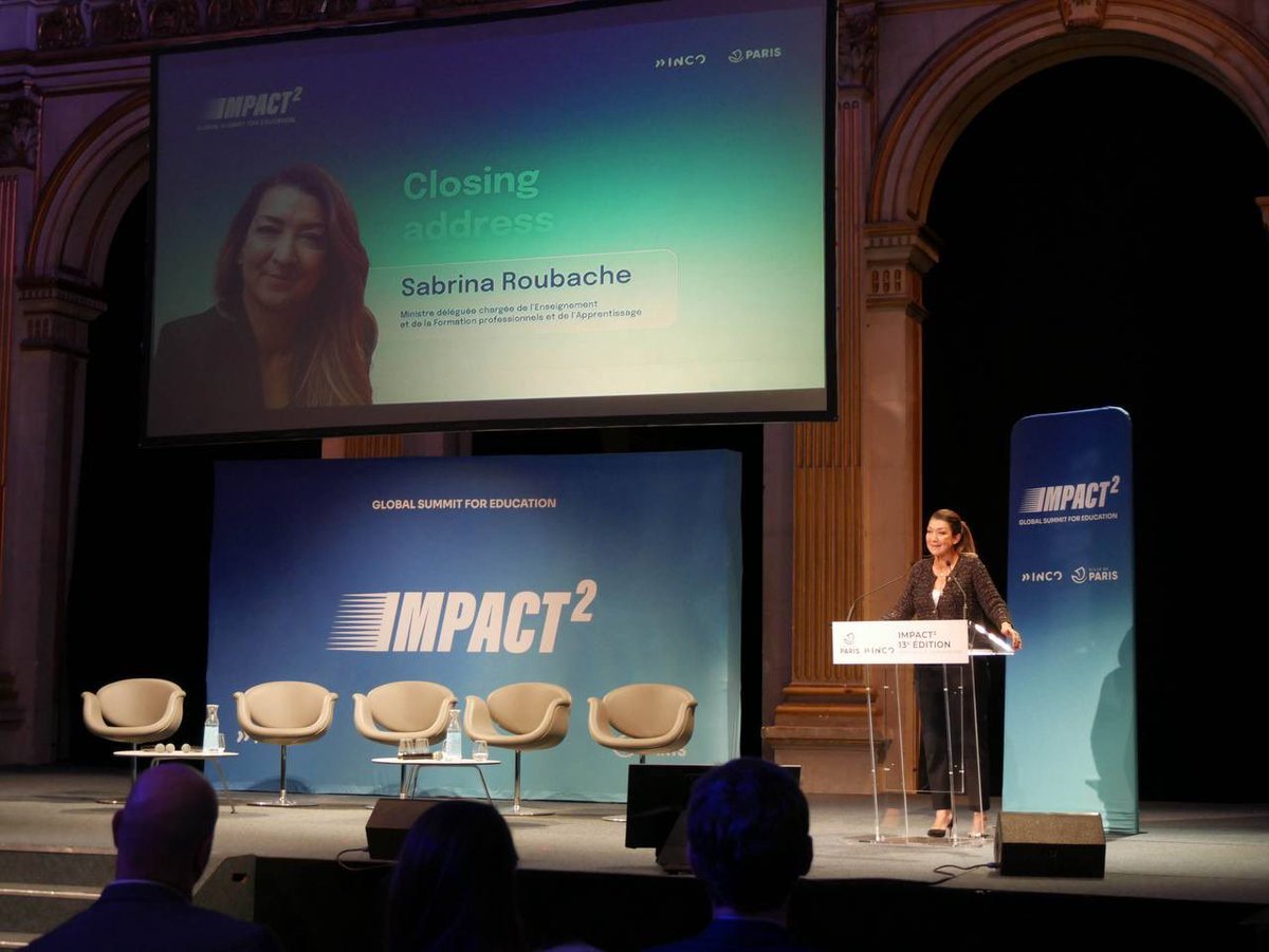 SabrinaRoubache's tweet photo. J’ai participé cette semaine à la 13ᵉ édition d’#Impact2, un rendez-vous mondial consacré cette année aux transformations de l’éducation à l’heure du numérique.
Pouvoirs publics, entreprises, associations, territoires : c'est ensemble qu'on construit les réponses pour l'avenir des jeunes.
À l’heure des grandes transformations du travail et de l’essor de l’intelligence artificielle, la formation reste le premier levier de l’égalité des chances. Notre responsabilité est de donner à chaque jeune les clés pour réussir et rester maître de son parcours professionnel.
Ma boussole : #UneFormationUnMétierUnAvenir
Merci à @nicolashazard et aux équipes d'@inco_group pour cet événement qui prouve que l'innovation sociale est une composante stratégique de toute politique éducative.