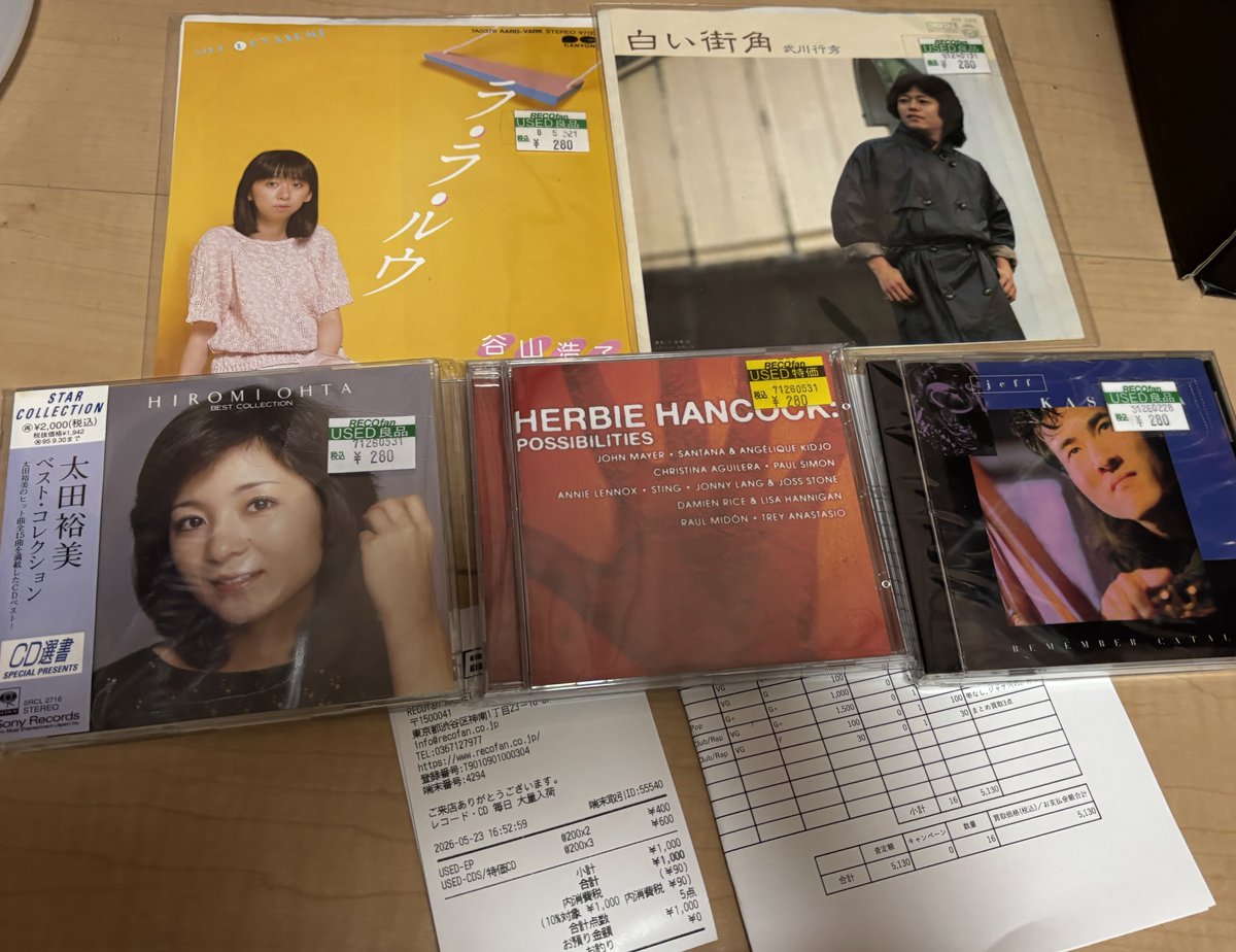 本日の散財 1,000円(レコード売却 -5,130円)也