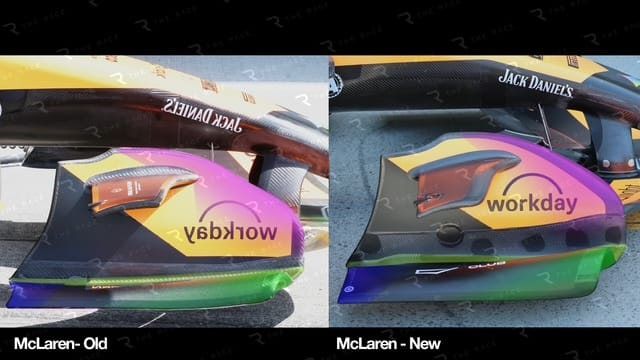 Nachez98's tweet photo. ❌ PEORAS en McLaren

⚠️ McLaren se ha visto obligado a retirar el nuevo alerón delantero que debutó ayer en Canadá

🗣️ Neil Houldey, director técnico de ingeniería:

"El alerón delantero no ofrecía el rendimiento que esperábamos y, finalmente, decidimos utilizar la 'spec' anterior, lo que permitió obtener un mayor rendimiento"

📰 @wearetherace

#F1 #CanadianGP 🇨🇦