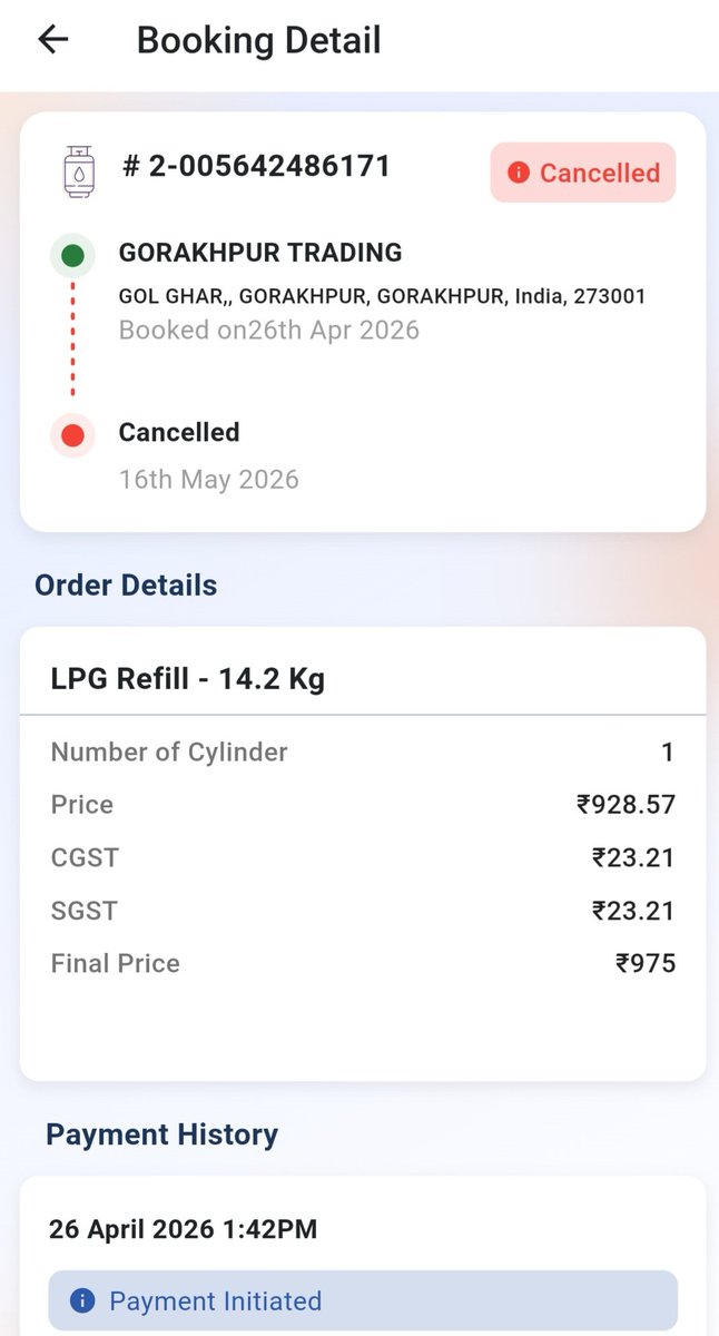 ManiBharatendu's tweet photo. @CMOfficeUP @IndianOilcl @MoPNG_eSeva @narendramodi @PMOIndia श्रीमान २६ अप्रैल को बुक कराया गया गैस आज तक नहीं मिला । जो DAC कोड मुझे मिला उस पर किसी और को गैस डिलीवर कर दिया गया और आज सुबह मुझे बुकिंग कैंसिलेशन का संदेश प्राप्त हुआ । आवश्यक कार्यवाही करने की कृपा करे। https://t.co/4VUHAx3CDx