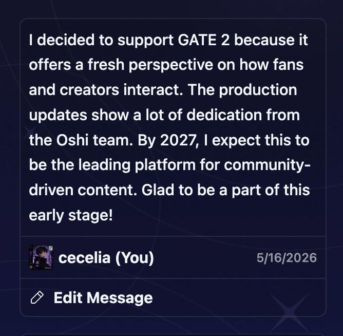 GilibertoGili's tweet photo. Every update from GATE 2 makes me more excited for the 2027 release. Oshi is building a unique space where brands and fans coexist seamlessly. This journey is about more than just tech; it’s about people and their passions. Proud to be an early supporter! #GATE2 @oshikatsu_co https://t.co/RDoXW2TMdk