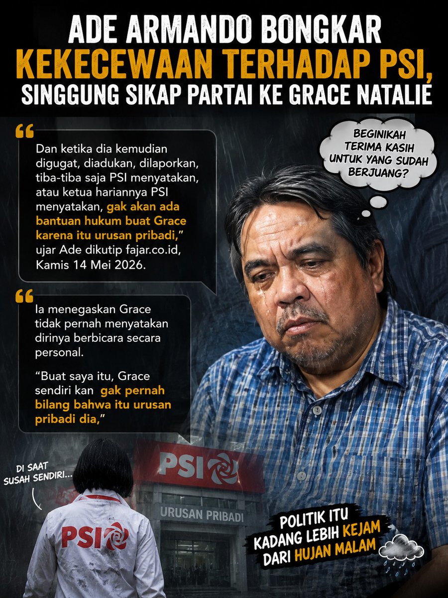 ReikhPr4's tweet photo. Wajarlah jika Ade Armando kecewa sama Partai Solidaritas yg tidak solid !
Sudah terkena kasus hukum, bukannya dibela malah dilepeh sama partai
Dan sekarang segera #TangkapAdeArmando dan mereka yg terbukti menyebarkan potongan video ceramah JK, menyebabkan kegaduhan dan perpecahan https://t.co/4sb6KpJ16g