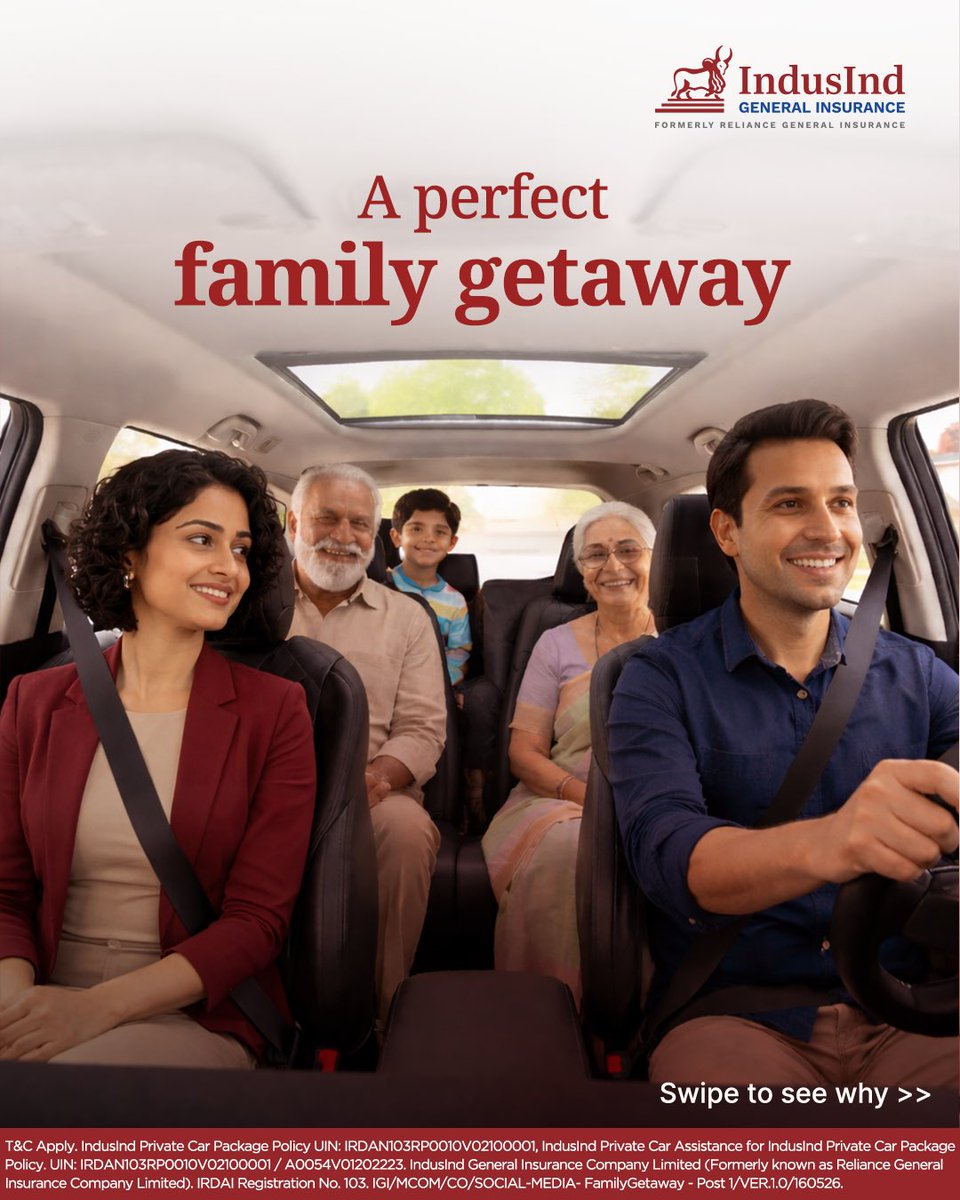 IndusIndGenIn's tweet photo. Some plans are too precious to be paused by a breakdown. Stay ready for the unexpected with RSA from IndusInd Car Insurance!
Visit us: https://t.co/pxJ79cztaF
.
.
.
.
#IndusIndGeneralInsurance #CarInsurance #RoadTrip #CarBreakdown #ForwardTogether https://t.co/eJeE9DaZXu