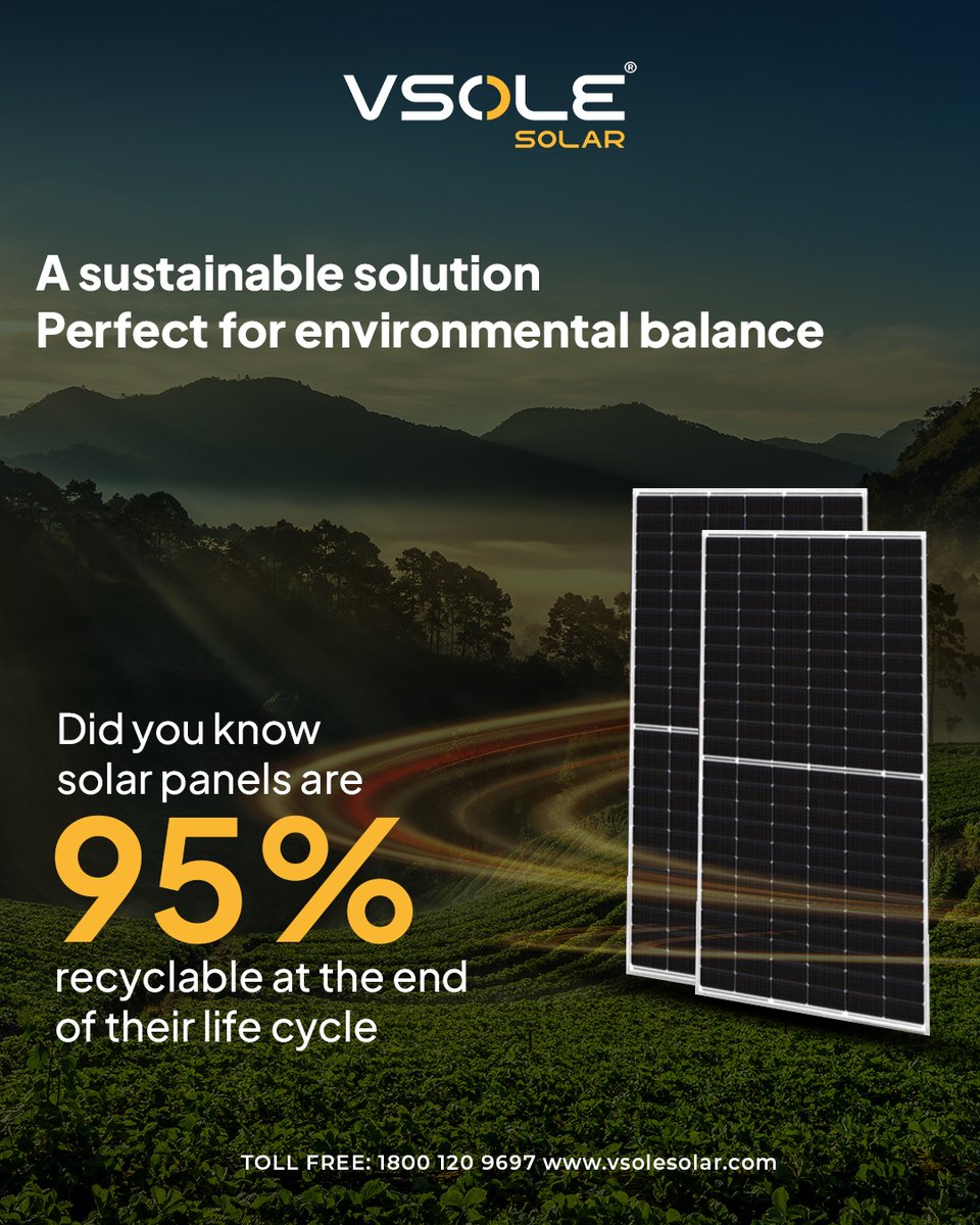 VsoleSolar's tweet photo. Did you know?
Solar panels are 95% recyclable at the end of their life cycle

Explore our wide range of solar inverters and modules at

https://t.co/9T7pVb3Xpg

#solarinverter #solarsolutions #solarproject #solarenergy #vsolesolar https://t.co/91bfsPbrXS