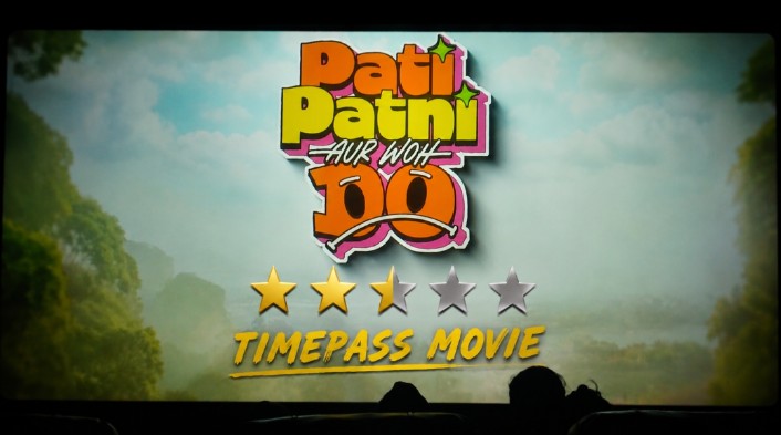 dhaivatraval's tweet photo. Hardly 3/4 scenes are good .. rest all movie is ok .. timepass movie .. you can skip #PatiPatniAurWohDo https://t.co/4PYTvgI9im