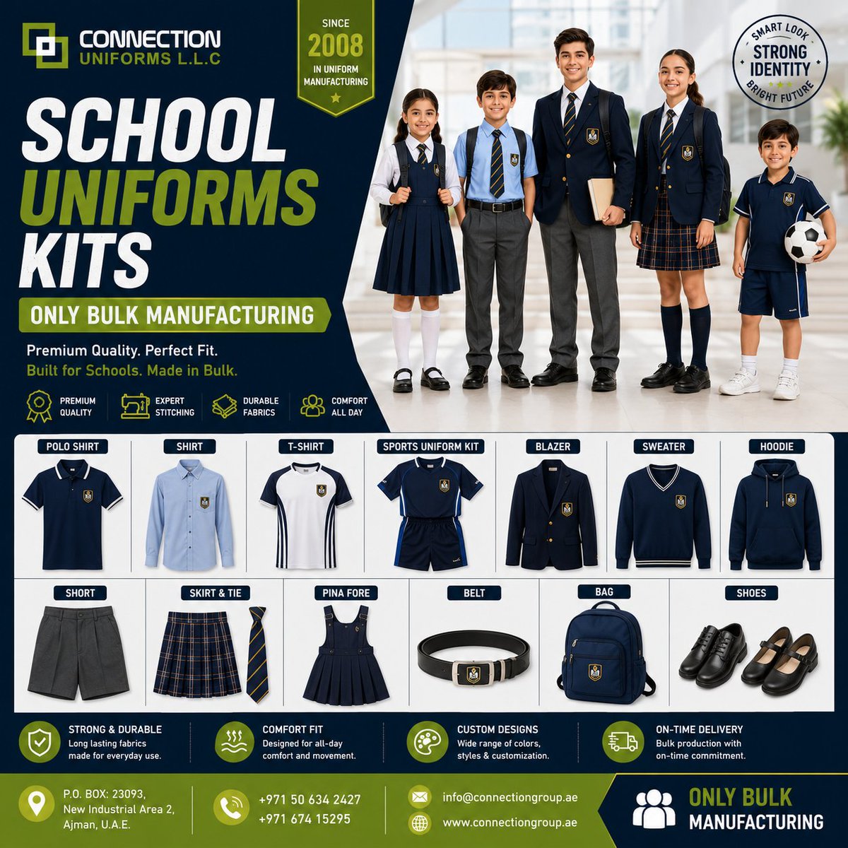 Conn_Garments's tweet photo. Premium School Uniform Manufacturing Solutions for GCC Schools &amp; Institutions.
Serving Schools &amp; Distributors across:
🇦🇪 UAE | 🇸🇦 KSA | 🇴🇲 Oman | 🇶🇦 Qatar | 🇧🇭 Bahrain | 🇰🇼 Kuwait
🌐 https://t.co/hEA5Kju0ut
📞 +971 50 634 2427 https://t.co/2Hb9rVD2uz