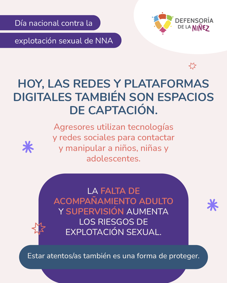 defensorianinez's tweet photo. La explotación sexual contra niños, niñas y adolescentes requiere que actuemos. Detectar señales, acompañar y denunciar puede marcar la diferencia.

No miremos hacia el lado, todos y todas podemos aportar para que esta grave vulneración no siga ocurriendo. https://t.co/yNABHX69RU