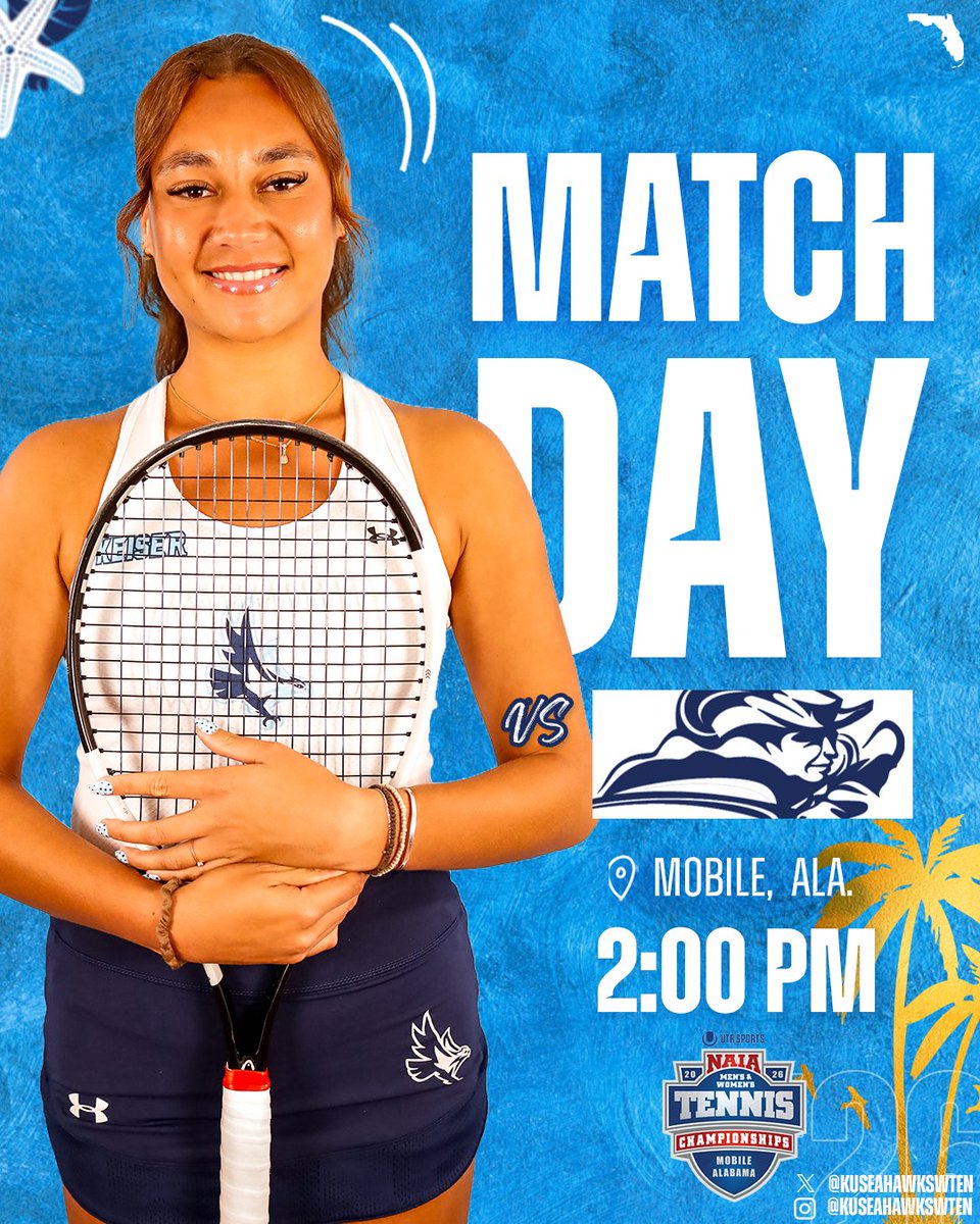 KUSeahawksWTEN's tweet photo. 𝗖𝗵𝗮𝗺𝗽𝗶𝗼𝗻𝘀𝗵𝗶𝗽 𝗦𝗮𝘁𝘂𝗿𝗱𝗮𝘆!

🏆: NAIA National Championship
🆚: No. 2 Lindsey Wilson
🏟: Mobile Tennis Center
📊: https://t.co/BIM3JBEnBu

#DefendTheBeach #BattlefortheRedBanner #NAIAWTEN #BTB https://t.co/wW3mlXbynu