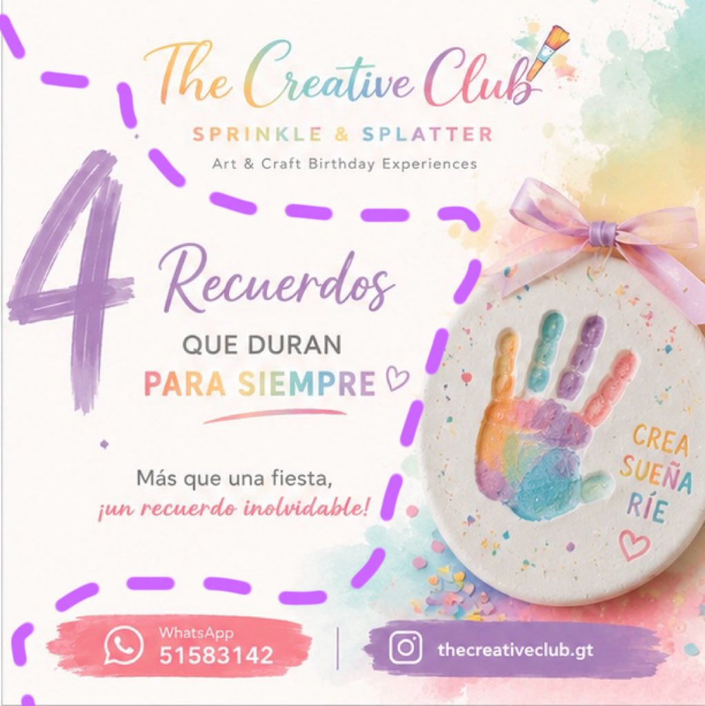 TheCreativgr's tweet photo. Imagina la fiesta que tu hijo o la que tu siempre ha soñado… y hazla realidad.

En The Creative Club creamos experiencias llenas de color, arte, imaginación y diversión donde cada detalle está pensado para convertir momentos en recuerdos inolvidables 

📲 WhatsApp: 51583142 https://t.co/AjDse13lQz
