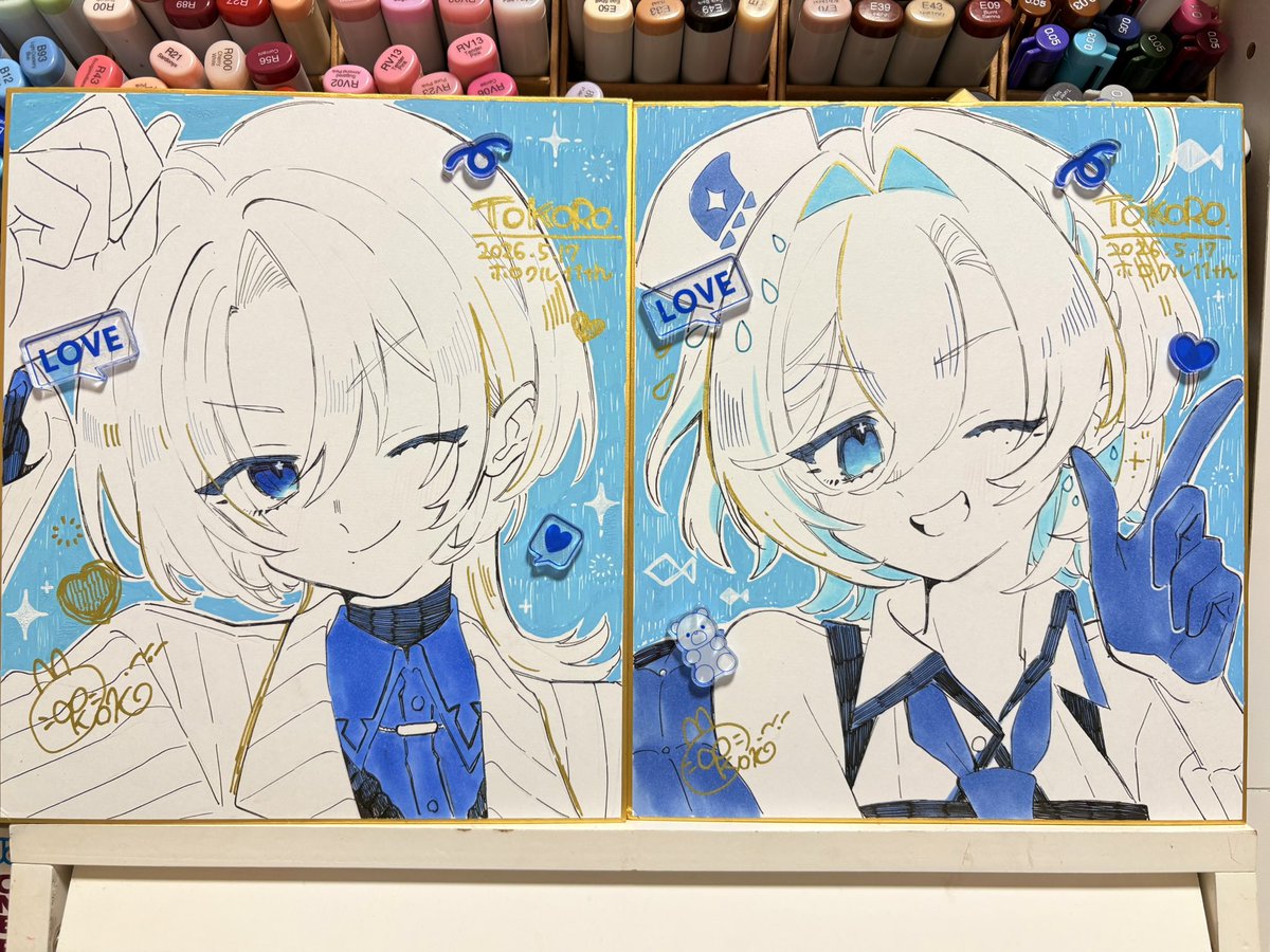 Sサイズの色紙達シールでデコる前に撮っちゃったので後でバラのやつ