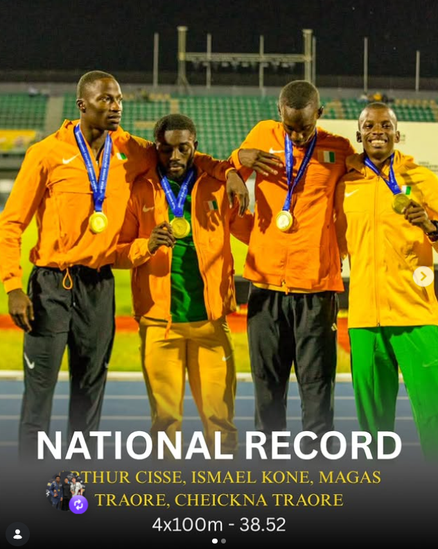 aberegg_noah's tweet photo. Wrapping up other races today, former Nittany Lion Cheickna Traore helped set a Cote d'Ivoire national record in the 4x100m, running 38.52 seconds to win gold at the African Championships https://t.co/1pvoWMmNjF
