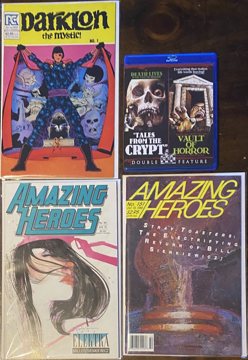 pencil_army's tweet photo. A trip to Half Price Books today netted me a Jim Starlin EC collection from Pacific Comics, a pair of AMAZING HEROES featuring Bill Sienkiewicz and the Amicus EC Anthology Films, all for under twenty bucks!
#PhysicalMedia #BillSienkiewicz #ScreamFactory #ECComics #HPB #Amicus https://t.co/zBJNy4zwR3