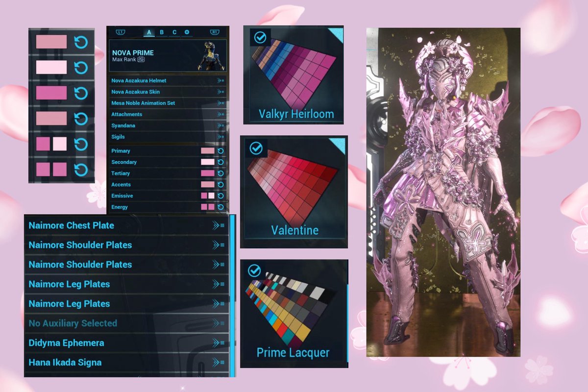 slumberglasgow's tweet photo. Here it is this have been heavily asked everything else my sister has made with her input I have added the hana ikana signa as a finished touch enjoy ! #tennocreate #warframecaptura #warframefashion https://t.co/qPSonTUROc