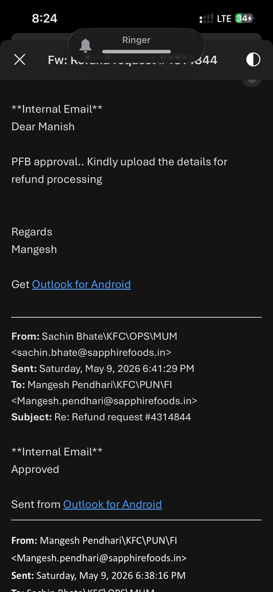 virajvkn's tweet photo. @KFC_India It’s been 45 days and I’m still waiting for my refund. Multiple follow-ups with the store but no resolution yet. This is really disappointing—other online partners process refunds within 5–7 days. Kindly look into this urgently and resolve. https://t.co/Fq2yCRXEeN