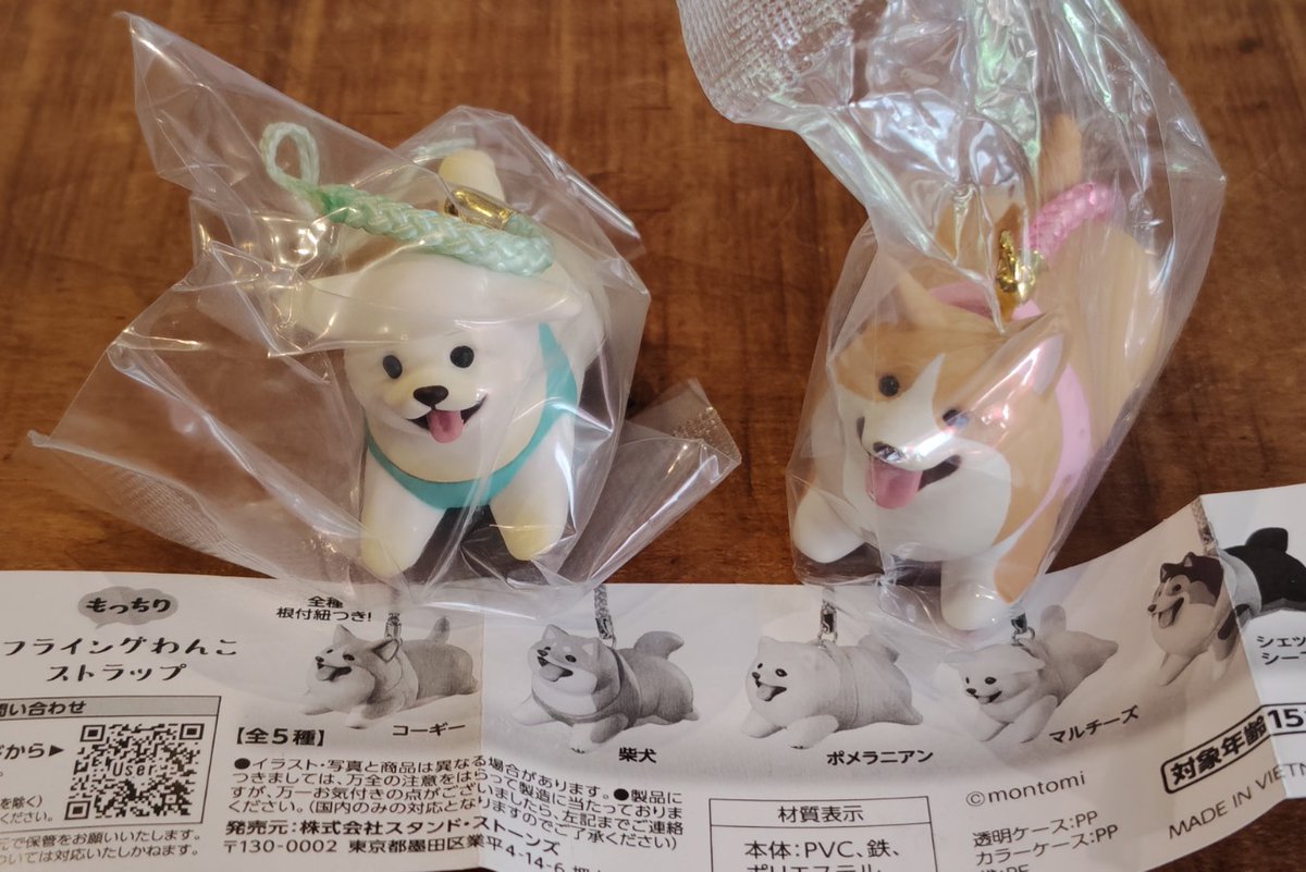 m_pr_trade's tweet photo. 【交換】 
もっちりフライングわんこ ストラップ カプセルトイ ガチャガチャ もんとみ

【譲】マルチーズ、コーギー（２匹います）

【求】柴犬（複数可）

郵送のみ、送料相互負担
検索からでもお気軽にお声がけ下さい https://t.co/KRLWIKM7Q7