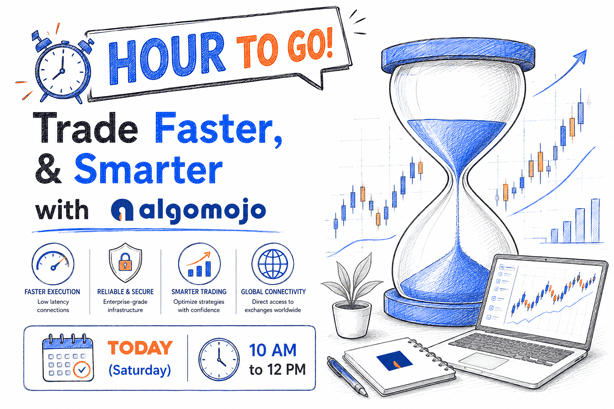 algomojo's tweet photo. ⏳ 1 Hour To Go!

🚀 Trade Faster &amp; Smarter with Algomojo

The live session starts soon!
Discover smarter trading automation, faster execution, and powerful new features in action.
📅 Today (Saturday)
⏰ 10:00 AM – 12:00 PM

Join Now: https://t.co/HwmGS2l9Fz https://t.co/caNYSWeTHr