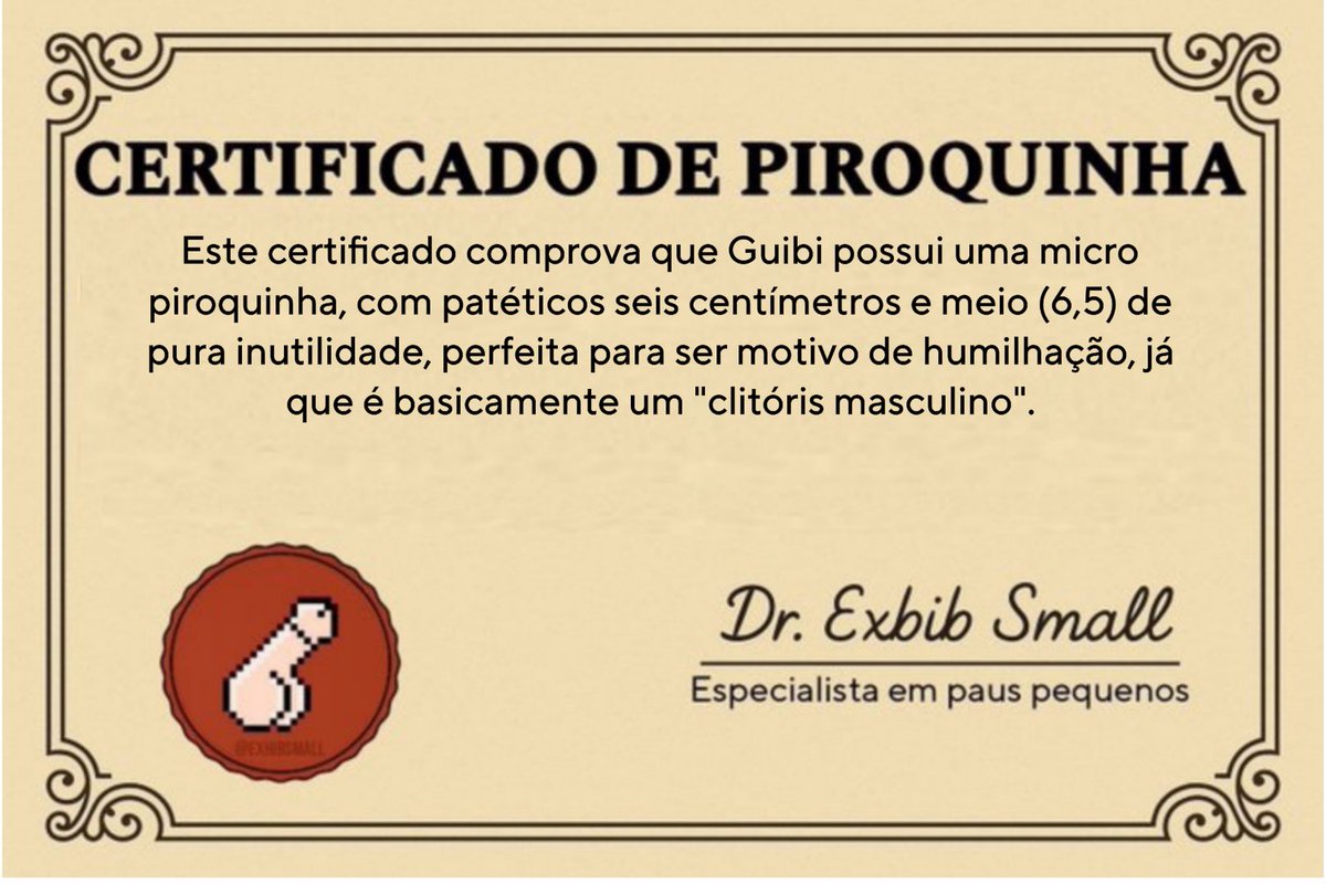 venusboym's tweet photo. Para quem não acredita que é realmente pequeno meu certificado é merecido rsrs

@exhibsmall 

#sph #cockcompare #smalldick https://t.co/dvKa4sMGVz