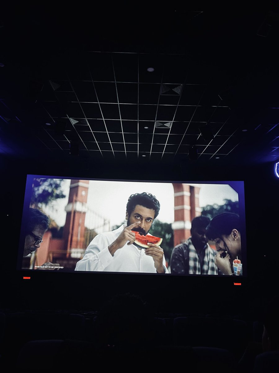 _ranjithravi's tweet photo. #Karuppu = PURE GOOSEBUMPS moment 💥💥  
Suriya’s screen presence + that BGM = theatre erupting every 10 mins  
Loved it very very much. Don’t miss this one in theatres! #Suriya #KaruppuFDFS https://t.co/3URSHQfLQi