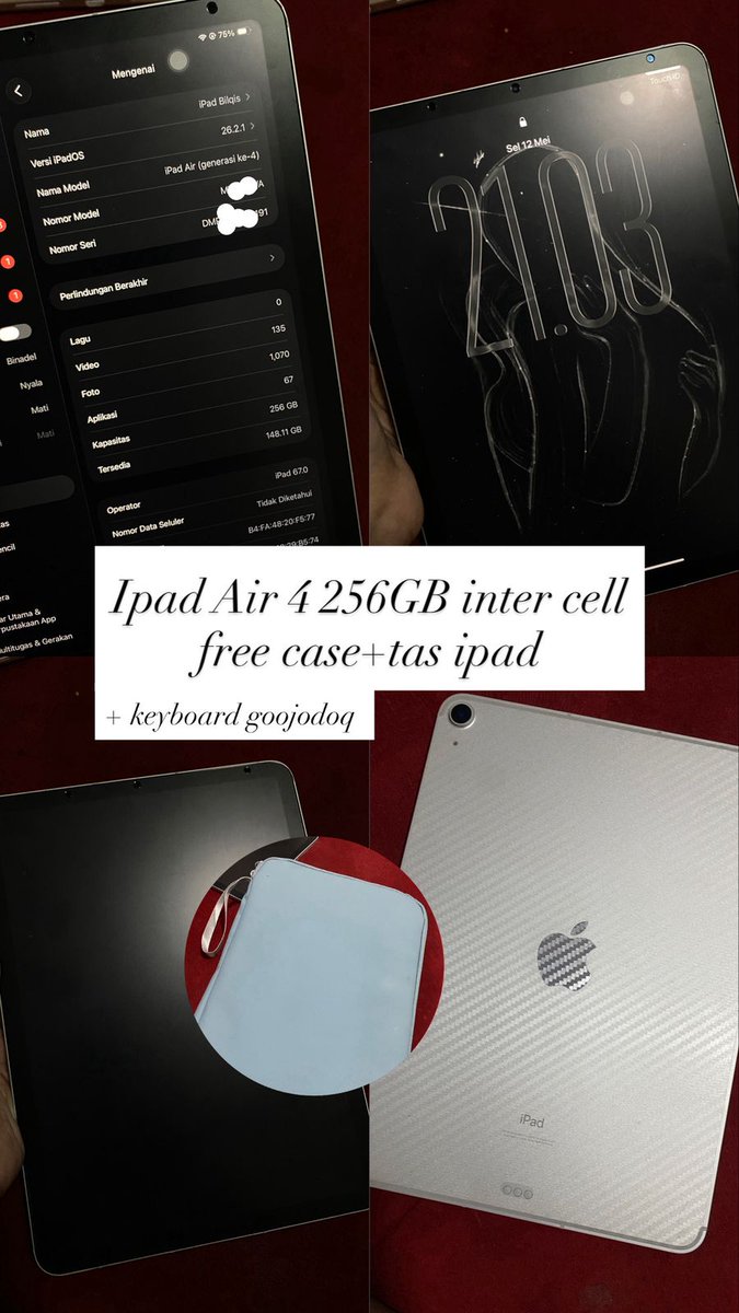 urfavstorestuff's tweet photo. wts ipad air 4 256GB, inter cell. free case + tas ipad. price 6,3jt https://t.co/dMq9QBwmHE