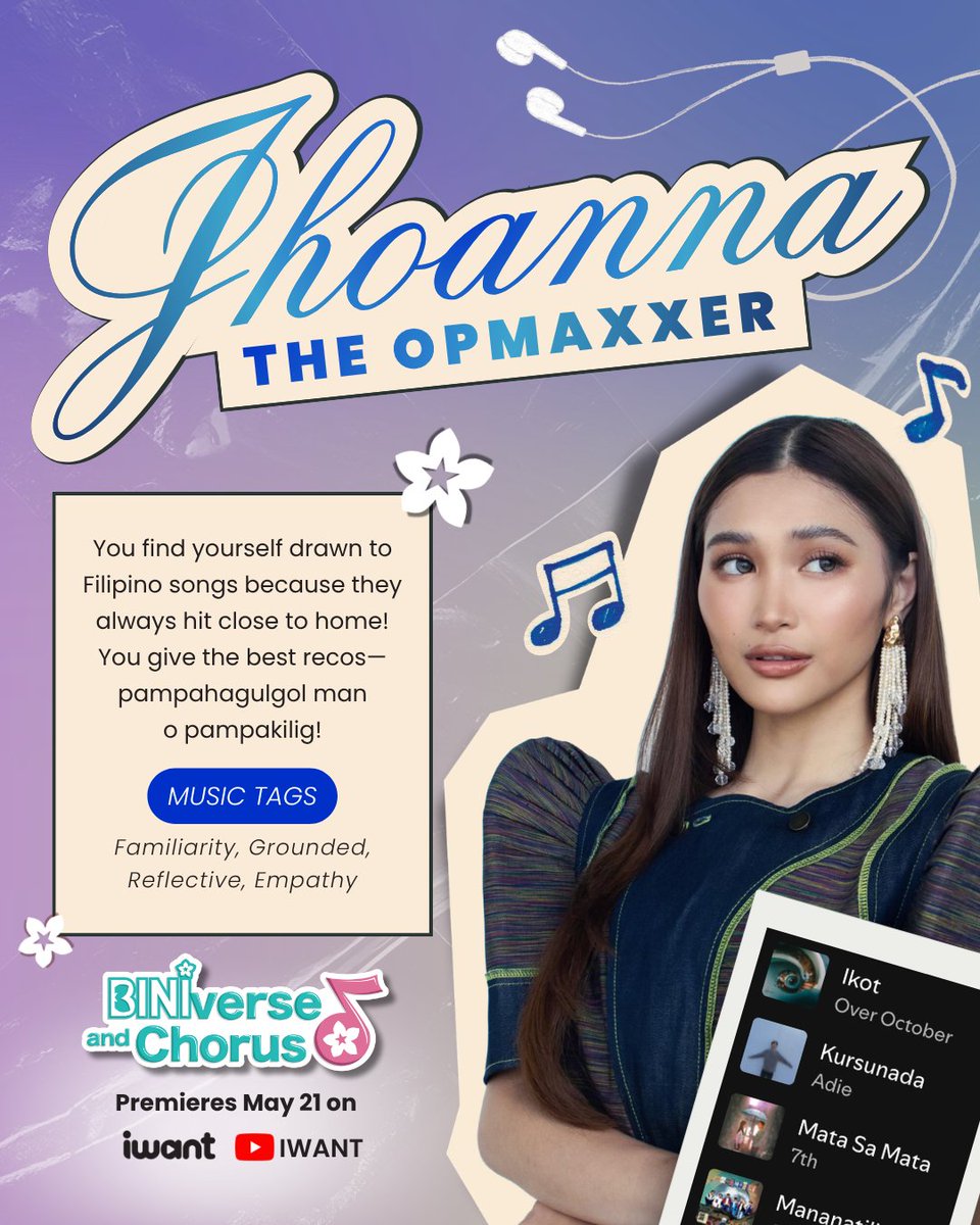 ofc_iwant's tweet photo. Which @BINI_ph member are you vibing with? 🌸🎶

A new era of music begins for BINI! And now, talented songwriters around the world are vying for the chance to write the next single for our WALO. Let’s see what captures their attention!

Watch BINIverse and Chorus, starting May 21 on iWant and YouTube!