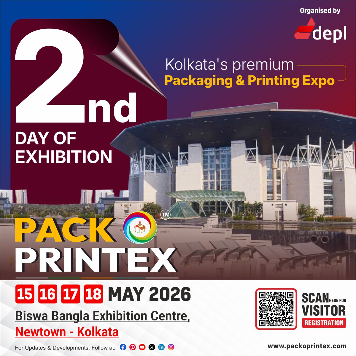 TradeFairTribe's tweet photo. Attn : #Packaging &amp; #Printing industry.
Its Day 2  at #PACKOPRINTEX2026 in #Kolkata! 
Visit today:
Digital Printing, Sustainable Packaging, Machinery Demos, Networking Opportunities, New Business Trends
15–18 May 2026
Biswa Bangla Exhibition Centre
#PrintingExpo #TradeShow https://t.co/mM0VlWnRgM
