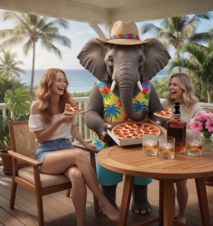 FloridaFlo2004's tweet photo. Here is my entry for the contest. @StephGrey50 and I are enjoying Bob serving us. We will share our whiskey with him. 
#nationalpizzaday
#nationalwhiskeyday

If you want to join the contest go to @elephant_23 profile. Must be a subscriber to enter the lair https://t.co/50Dbxz2YGu