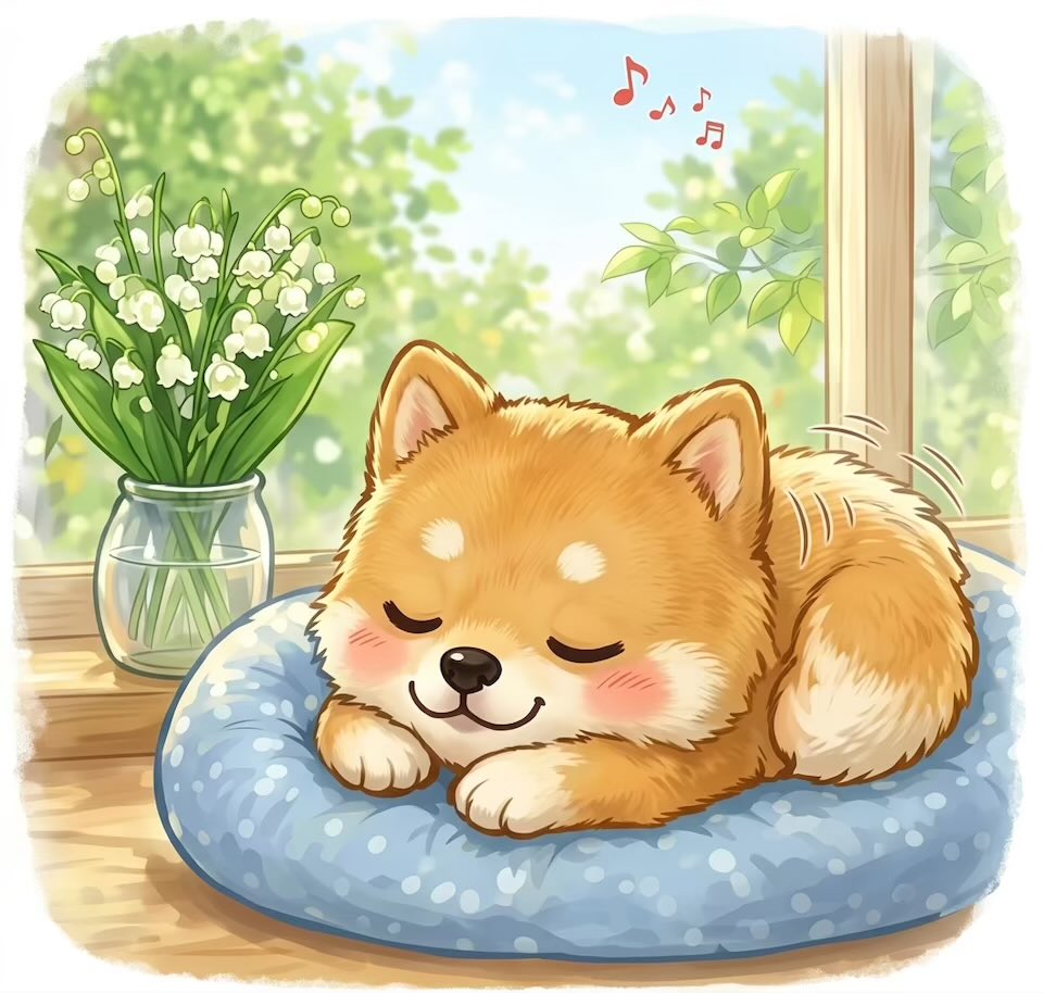 眠くなる時間🕑… #まめちゃん #AIイラスト #昼寝