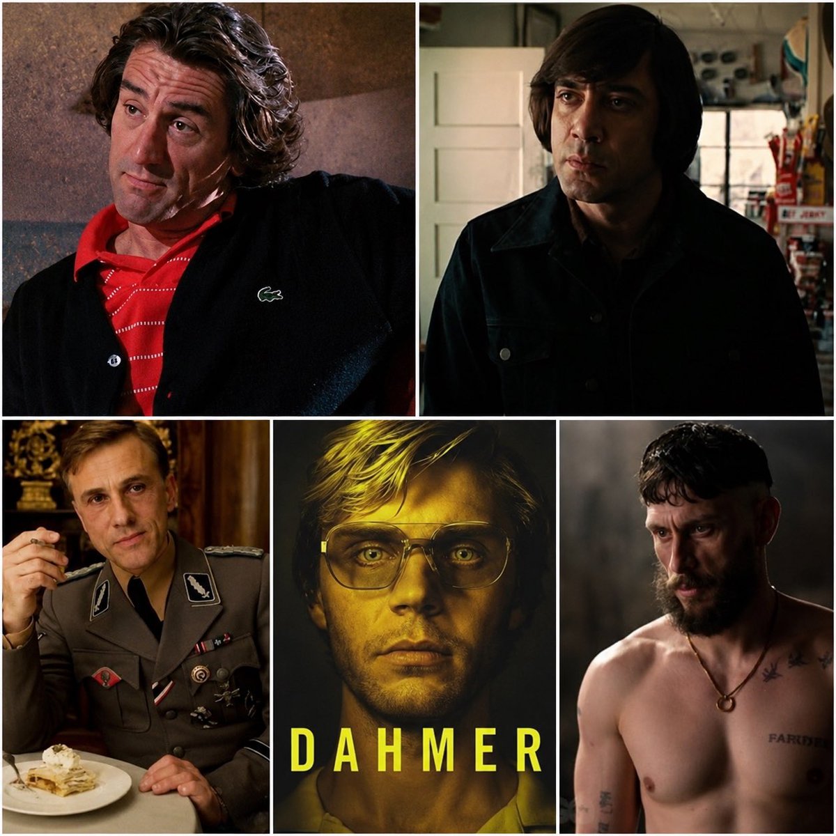 Leonel297's tweet photo. villano más a la lista de los unsettlings #halfman #nocountryforoldmen #capefear #ingloriousbastards #dahmer https://t.co/WcwuQhPofH