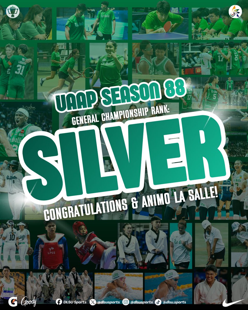 dlsusports's tweet photo. HEART OF THE ARCHERS 🏹

In every game played and battle for the Green and White, the Animo stood strong. Finishing 1st Runner-Up in #UAAPSeason88 as they showed passion and #AnimoGr88ness all season long. 🌟

#StrengthInMotionHopeInAction #GoLaSalle #AnimoLaSalle #DLSUSports https://t.co/FPsb6seVaF