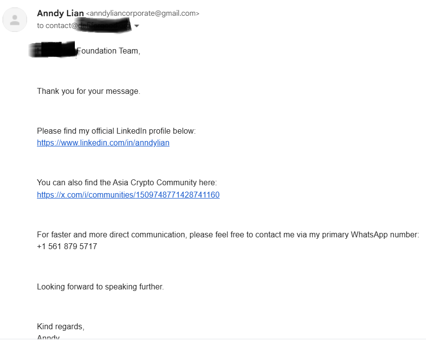 anndylian's tweet photo. I learned about this new scam, trying to impersonate me. 

Always remember. I will not email or ping you for partnerships. 

I have better things to do. https://t.co/S3NCKSDW5O