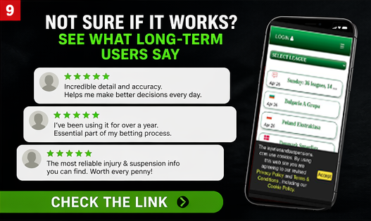 Injuries_Suspen's tweet photo. See Why Sports Fans Trust Us!

✅ Trusted by betting enthusiasts and sports analysts alike
✅ Backed by nearly 30 years of experience
✅ Proven service

Join today and see the difference yourself!

https://t.co/VSTw8K8hdL

#football #Betting #gambling #tips #picks #predictions https://t.co/zd5Ckv5ALh