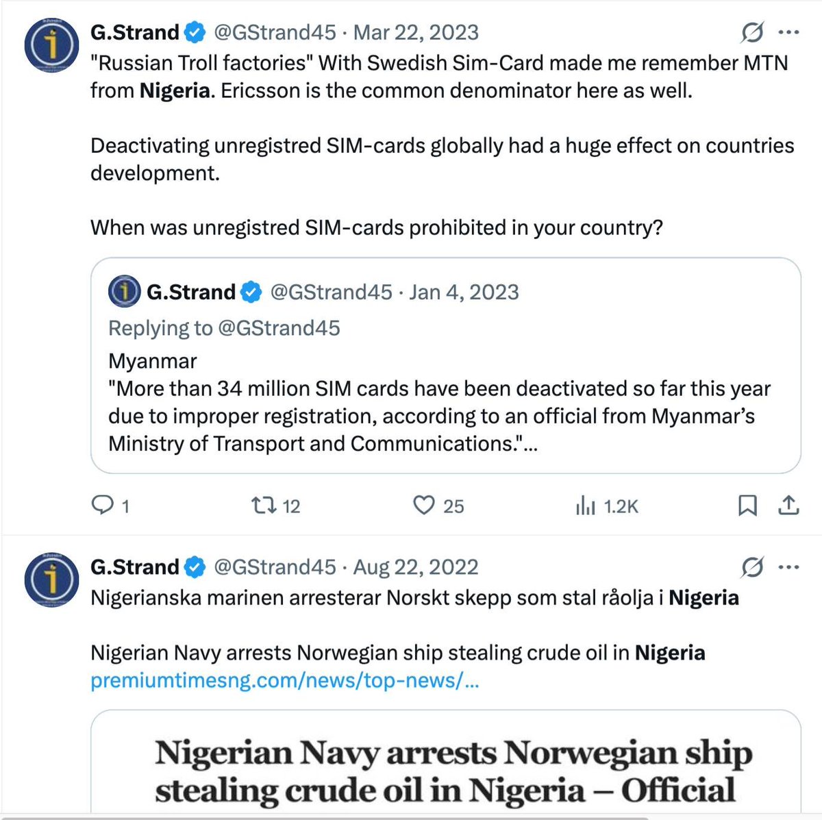 GStrand45's tweet photo. Trump slår ut IS i Nigeria........

I valet i Nigeria 2013 dök Viktoria Nuland och Katie Hobbs upp för att "främja demokratin. "Demokratin" i Nigeria var naturligtvis redan ordentligt stadfäst av främst Eriksson sedan 100 år men även andra Svenska företag sedan tidigare. Eriksson finansierade ju terrorgrupper via MTN och Sydafrikanska microtransaktioner. USAID finansierade Boko Haram, en jihadistgrupp som är ansvarig för terrorattacker i Nigeria, Kamerun, Niger och Tchad. Ni vet Boko Haram som tvångsaborterade 10 000 foster för att "hjälpa dem"......👍
Sedan har vi även Barack Obamas make som var inblandad i "BringBackOurGirls" när det systematiskt försvann skolflickor just.....
För att knyta ihop säcken har vi Svenskkopplade Hillary Clinton och Soros då Hillary vägrade terrorklassa Boko Haram så  konflikter, krig, mord och små flickor kunde fortsätta att försvinna.

Så det är "landsgagnelig Svenskstödd terror" som ska in på lodrät 1.
https://t.co/sT1xUDvP5B