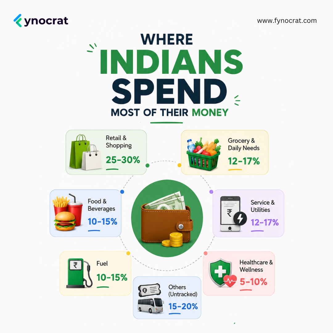 fynocrat's tweet photo. Ever wondered where most Indians actually spend their money? 💸

From shopping and groceries to fuel and utilities — everyday expenses quietly shape our financial future.

Which category takes up most of YOUR monthly budget? 👀

#PersonalFinance #MoneyManagement https://t.co/NEVqTqj5E7
