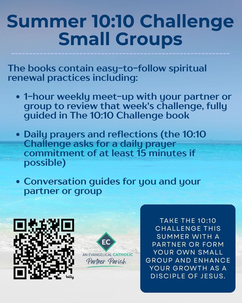 St_James_CC's tweet photo. The Evangelical Catholic’s 10:10 Challenge guides you through an intentional season of growth. No training or special experience is needed. Join the small group 10:10 summer challenge. Visit https://t.co/amqskxU51n for more information. https://t.co/o0Sysn00hx