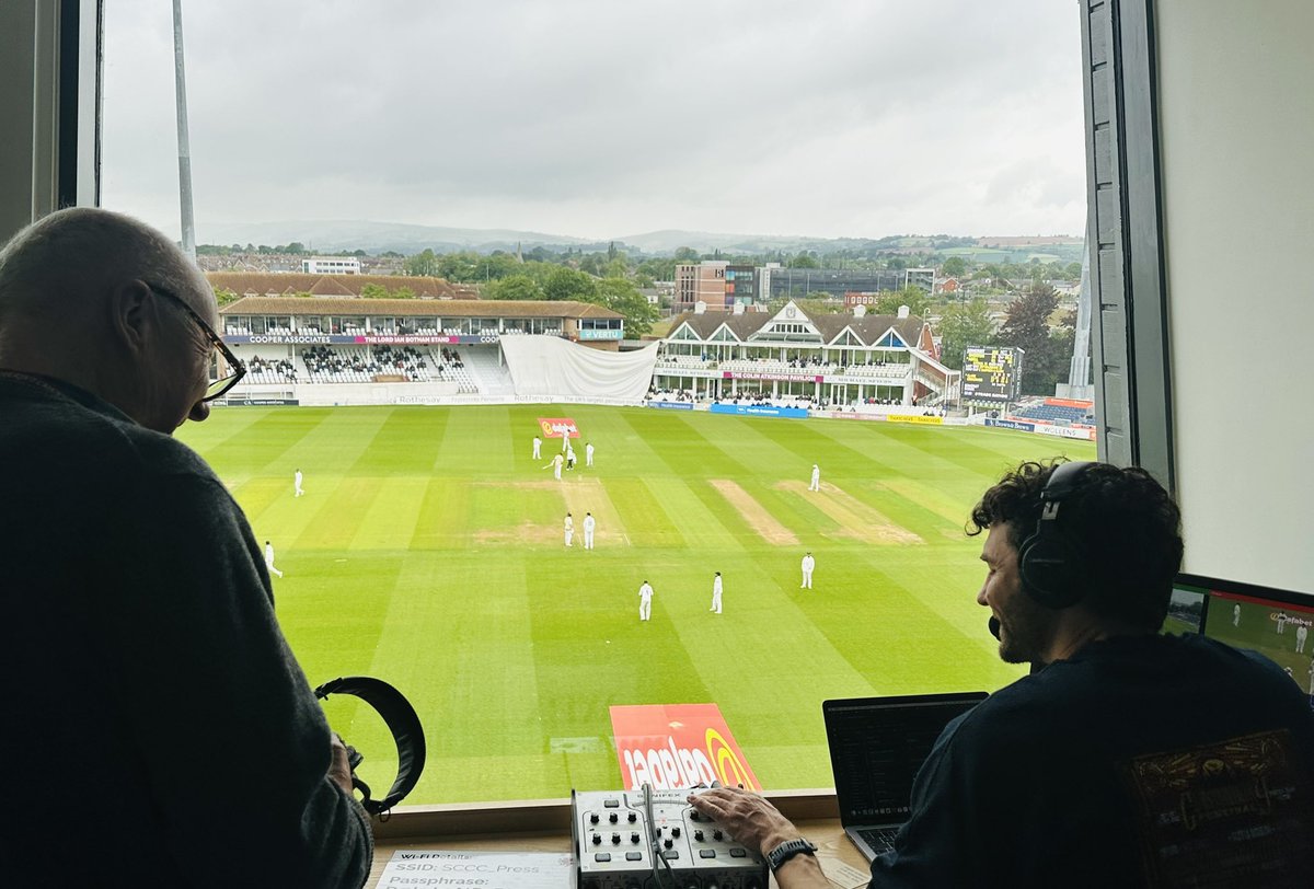 AnnieChave's tweet photo. We’re back out again @SomersetCCC as Vic Marks &amp; Charlie Taylor on @ccricketday https://t.co/IreqwiEIMV