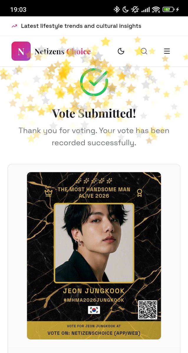 LidiaTan75's tweet photo. 🗳️ Please Keep Voting For Jungkook! 🫶

I vote  #JUNGKOOK  for Most Handsome Man Alive #MHMA2026 #MHMA2026JUNGKOOK #NETIZENSCHOICE @thenreport 

🔗 Vote Hourly : https://t.co/A2nAs73KbZ

⏳ Voting Ends: May 30, 2026 https://t.co/P9sGLQnwaf