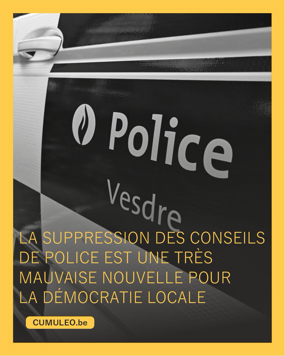 cumuleo's tweet photo. La suppression des conseils de police est une très mauvaise nouvelle pour la démocratie locale ‼️

Aujourd'hui, les décisions importantes concernant les zones de police sont débattues et votées au sein du conseil de police, un organe composé de représentants de la majorité ET de l'opposition.

Le conseil de police est le pendant du conseil communal pour les zones de police.

Ce système garantit :
- Un débat public ;
- Un contrôle démocratique ;
- Une certaine transparence ;
- Un minimum de contre-pouvoirs.

Avec la réforme poussée par le gouvernement Arizona (N-VA, MR, Les Engagés, CD&V, Vooruit), les compétences du conseil de police sont transférées au collège de police, composé uniquement des bourgmestres de la majorité.

C'est comme si, dans les communes, on supprimait le conseil communal pour laisser le collège communal prendre seul toutes les décisions, en cercle restreint, entre membres de la majorité, sans le regard direct de l'opposition.

C'est un recul démocratique majeur ‼️

Cette concentration des pouvoirs est une porte ouverte aux abus, au copinage, au favoritisme dans les nominations, au clientélisme, à l'opacité et aux risques de corruption.

Les zones de police gèrent des dizaines de millions d'euros d'argent public, des recrutements, des promotions, des marchés publics et des fonctions sensibles.

Moins de contrôle démocratique sur autant de pouvoir n'est jamais une bonne nouvelle.

Quelles seront les prochaines étapes dans l'affaiblissement de la démocratie ?