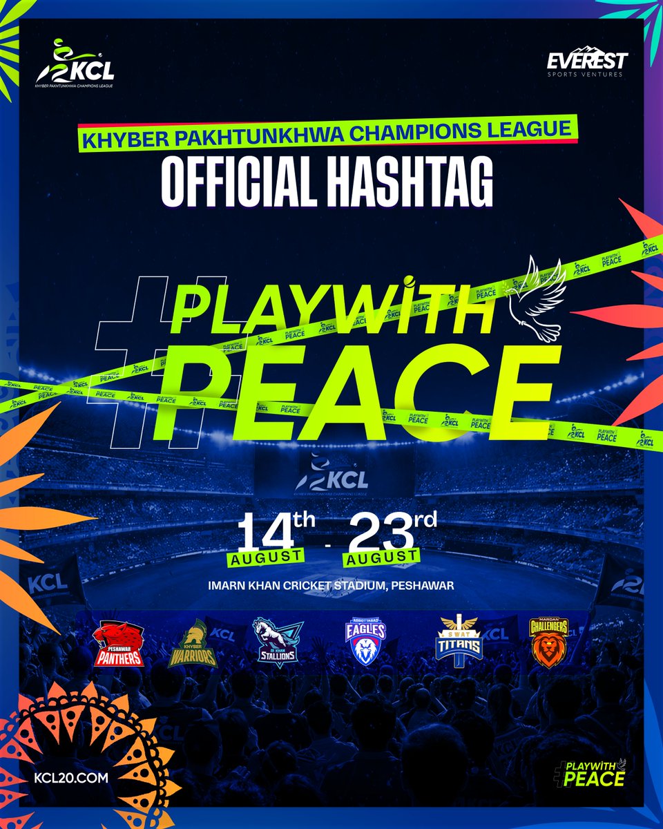 thekcl20's tweet photo. Khyber Pakhtunkhwa Champions League is set to redefine cricket with energy, passion, and purpose. 🏆🔥
A platform where talent shines, fans unite, and the game speaks the language of peace.
The countdown begins.
#PlayWithPeace
#KCLT20 #KCL2026 #PlayWithPeace https://t.co/kquB9qQWxt