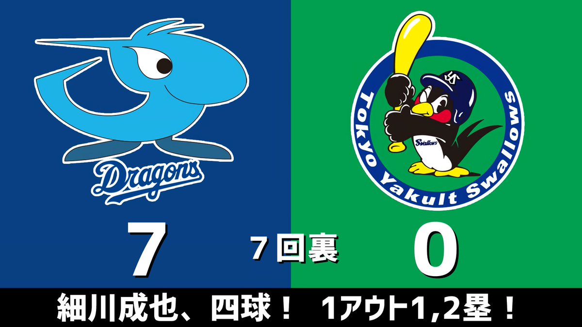 セ・リーグ公式戦 中日vs.ヤクルト 2026.05.16 7回裏 細川成也、四球