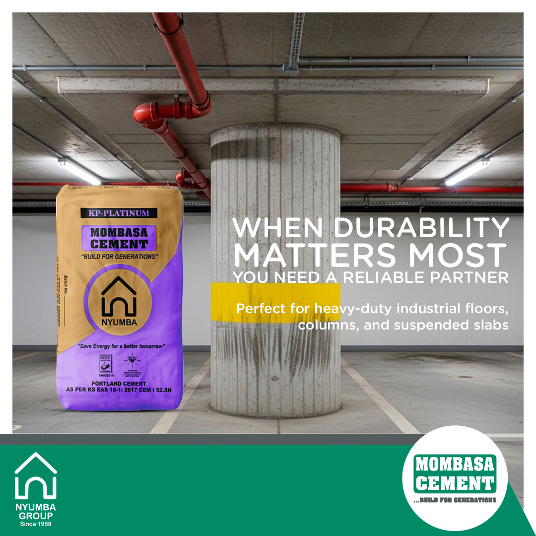 MombasaCement's tweet photo. Our KP-Platinum cement is manufactured to withstand pressure, time, and demanding environments.
Reach out to our distributors for your next build.

#NyumbaCement
#KPPlatinumCement
#BuildForGenerations
#ExcellenceTodayLegacyTomorrow https://t.co/QKDbLDu5mK