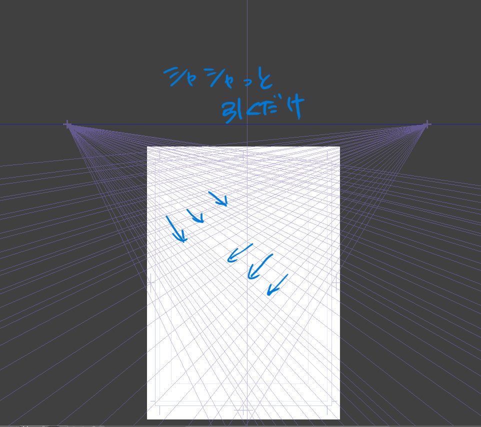 pulporeo77's tweet photo. ＃クリスタ　でキッチリしすぎない背景を描く方法
　
パース定規で定規を作った後、ガイドの追加で線を引き、スナップを無効にするとガイド線だけ表示されます。→
①手振れ補正100のペンで描く
②���線ツールで描く
③最新verの場合はスマートシェイプで描く
などお好きな描き方でどうぞ！ https://t.co/25DScJv1OM
