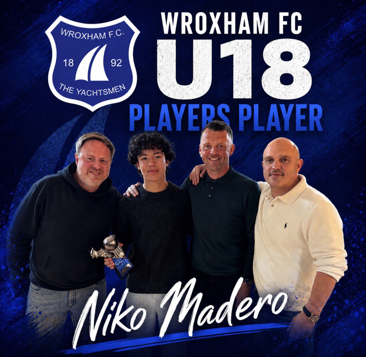 WroxhamU18s's tweet photo. Top night celebrating an incredible season, with everyone involved with the u18’s.

Thank you to @tailoredbuildingltd for sponsoring the trophies.

Thank you to all the volunteers who helped last night and throughout the season 💙🤍 https://t.co/mZndtZkZx0