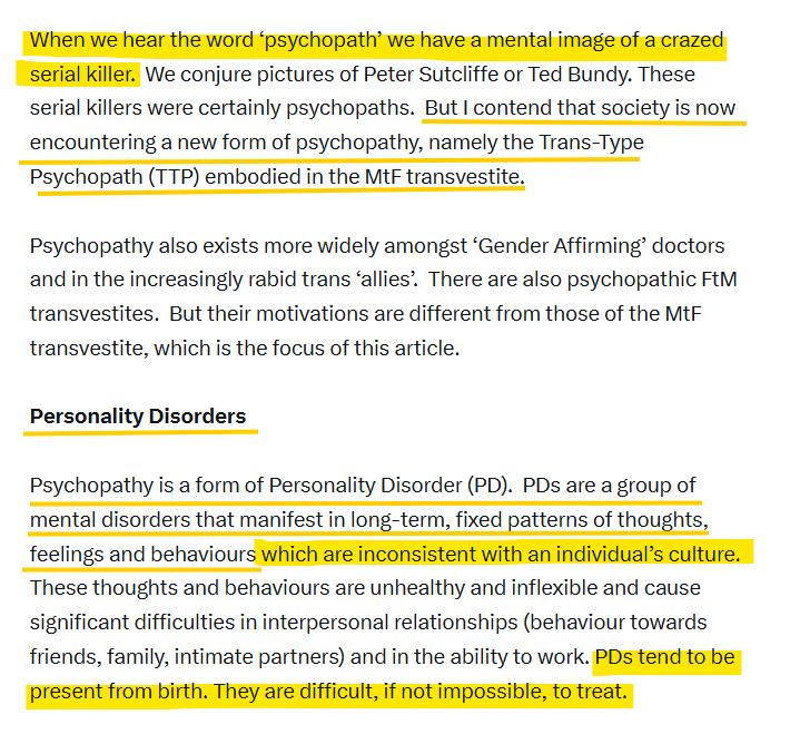 Psychgirl211's tweet photo. @Lfromthenorh the average 'trans identifying male' (like Mr Tickle), is not merely a misogynist.

He is what I call a 'Trans-Type Psychopath' (TTP).

Gender ideology attracted these men, like bees to a honeypot, because it allowed them to operate without social constraints.

In the name of 'inclusivity' and 'diversity' and sundry other dangerous ideological claptrap, we emboldened the most dangerous people (nearly all men) in society.

We treated them sympathetically because we were lectured that they were supposedly "vulnerable and marginalised", and, God help us, needed extra "protection".  

From 'bigotry' and 'hatred'.

From us.

But Jason Tickle's actions show otherwise.

Men like him, have as @knownheretic says, no internal boundaries.  

An essential part of their personality makeup is missing.  

They cannot self-regulate and they cannot control their impulses.

Then we catastrophically dismantled the guardrails (external/social boundaries), which had largely kept people with psychopathic tendencies under check.

(This is why they were 'marginalised'.   At at intuitive level, and  in all human societies, we instinctively recognised such men as being predatory and dangerous, particularly to women and children.   Some things happen for a reason!)

But, in relentlessly pursuing @salltweets Jason Tickle has exposed the dark psychopathy of the modern 'Transw***n'.

What they want, they get.

And they don't care who, or what, is destroyed in the process.

Jason Tickle has 'won' this case (for now).

But he has shown the entire world what he and other transvetite men are really like.

Jason Tickle has exposed their utter lack of self-awareness, their entire absence of empathy and their ruthless self-absorption.

The backlash against transgenderism has been brewing for a long time and sooner or later it will reach a point where the feelings of normal people cannot continue to be ignored.

Maybe this is that moment.

Even if not, Tickle has just scored a massive own goal.