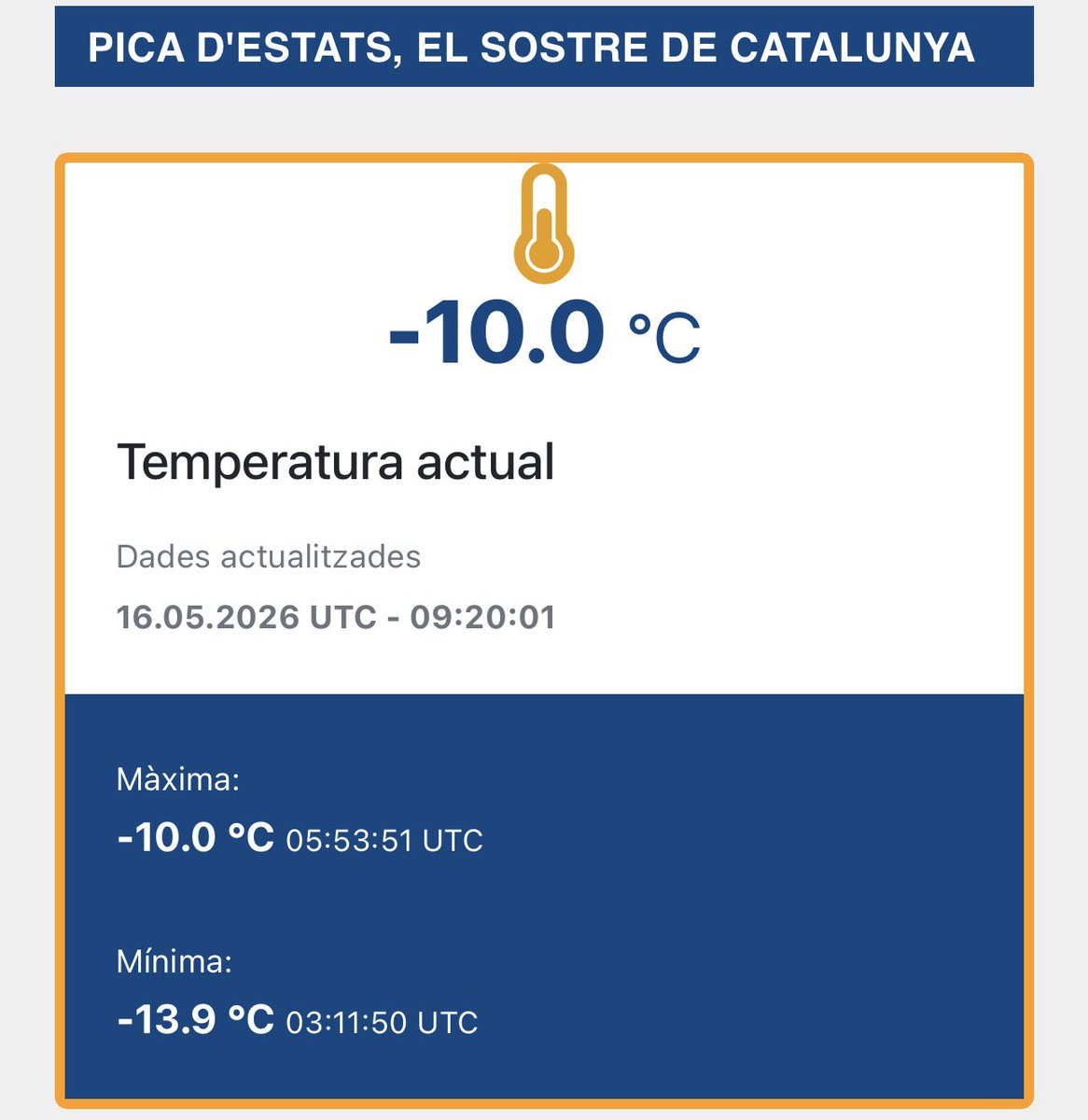 NOROMET18's tweet photo. À la rica HELADA 🥶
#polodelfrio
-13.9° ‼️ Pica d’Estats
https://t.co/7MiwbRDkWU
-8.6° Cap de Vaqueira y Port Ainé @AEMET_Esp
Poblaciones:
-4.1° Villaceid
-3.8° Galve de Sorbe @meteosierra
-3.4° Santa Eulalia del Río Negro y Vega del Codorno
-3.1° Royuela @el_Drakis https://t.co/4BzCcjOmIL