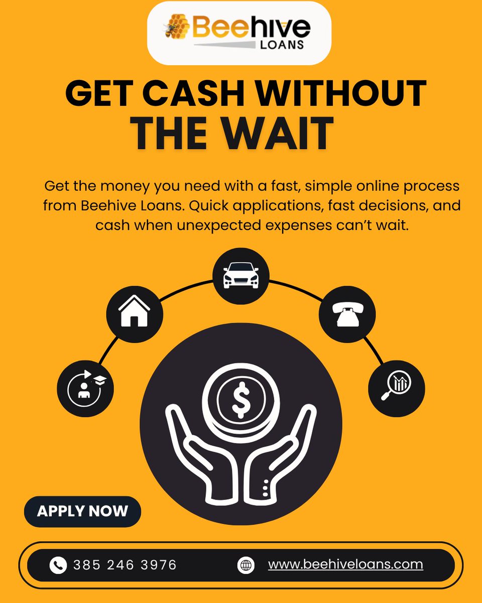 BeehiveLoans's tweet photo. Need cash without the wait?
 Beehive Loans makes it easy with a fast online application and quick financial support when you need it most.

Apply Now: https://t.co/d6TWOjBDvg

#NeedCashFast #QuickCash #FastFunds #EmergencyCash #MoneyHelp #OnlineLoans #Finance #CashSupport https://t.co/NW6xBUnSER