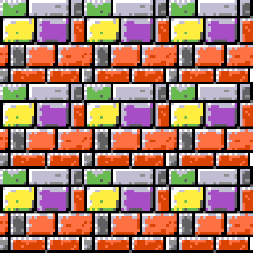 doimoandrea's tweet photo. Tileable bricks in different palettes and settings: Amiga WB 1.3, C64 scart, NES, Lego. https://t.co/A47g6P0cGg