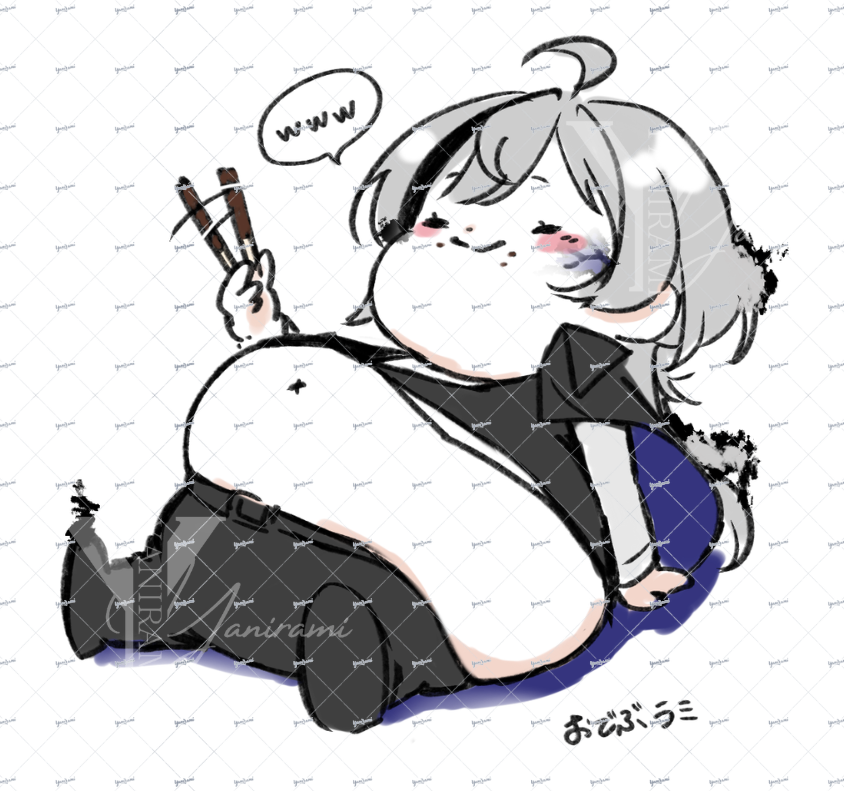 delivery_bird's tweet photo. RE(@REllust )が描いてくれた 
おでぶラミが非常にかわいいｗ🍫🍩

#仕立て屋への贈り物 https://t.co/1LKKGuES8F