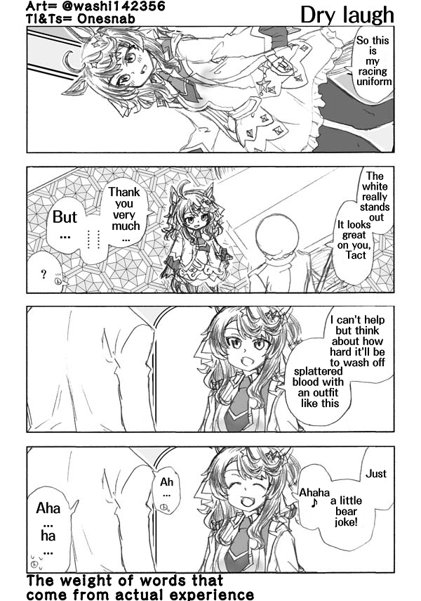 01s_nab23's tweet photo. Art by = washi142356
TL:EN 
"[Umashika] Daring Tact always makes sure to bleed her catches" https://t.co/sy5J7jVzGj