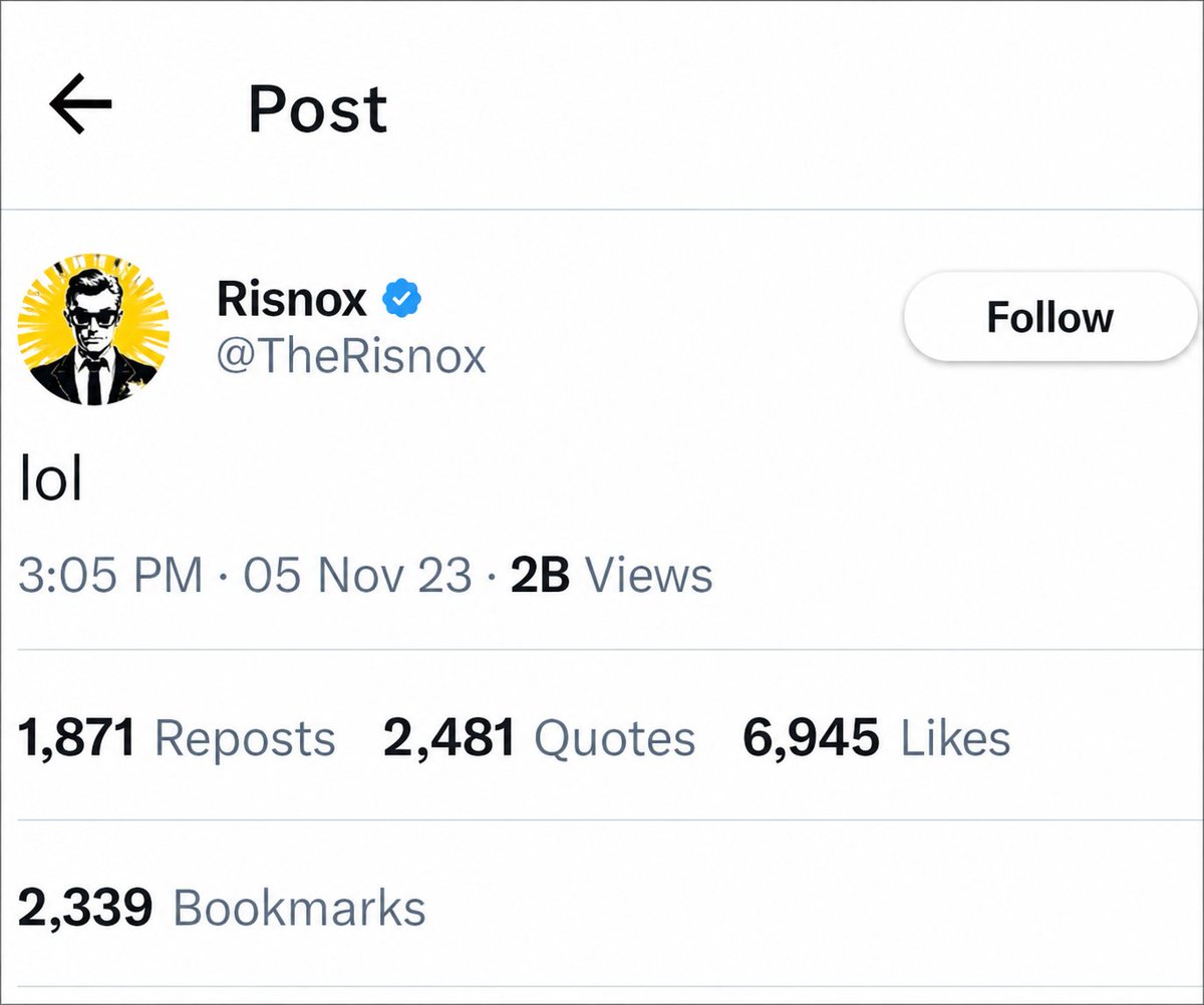 moses02477's tweet photo. GENUINE QUESTION FOR THE ALGORITHM:
These 2 tweets hit 700M+ and 2B views.
One says "LOL".
The other asks about a HEADER.
I post daily, use clean visuals, reply, post at peak times.
Reach is still low.
What’s the actual signal I’m missing?
#XAlgorithm #CreatorHelp https://t.co/6MX5GlYJag