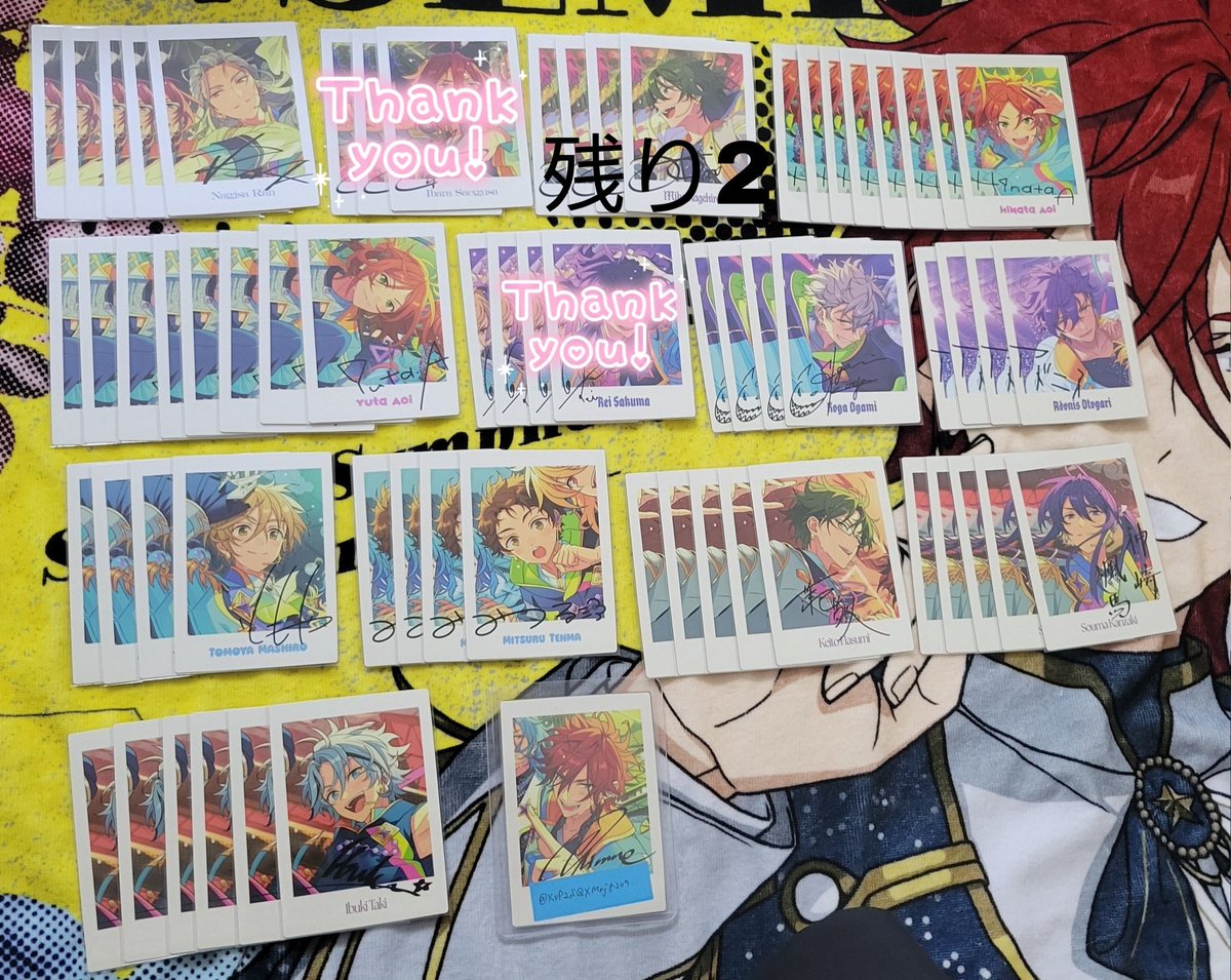 XvP2SQXMrj8205's tweet photo. 【交換】あんスタ 10周年  特典 ぱしゃっつ P.A.shots!!

譲  渉桃李弓弦真千秋鉄虎忍奏汰翠藍良凪砂ひなたゆうたみか晃牙アドニス友也光敬人颯馬維吹レオ司嵐凛月つむぎ宙斑ユメエスライカカンナ

求 燐音＞北斗＞＞真緒一彩ジュン(10周年のみ)

詳細⬇ https://t.co/8xnNKO5wgk